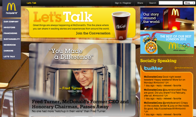 A screenshot from McDonald's "Let's Talk" blog.